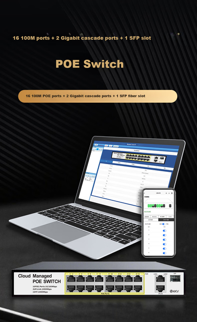 Коммутатор Huoyi 19 портов гигабитный PoE управляемый для видеонаблюдения - изображение 6