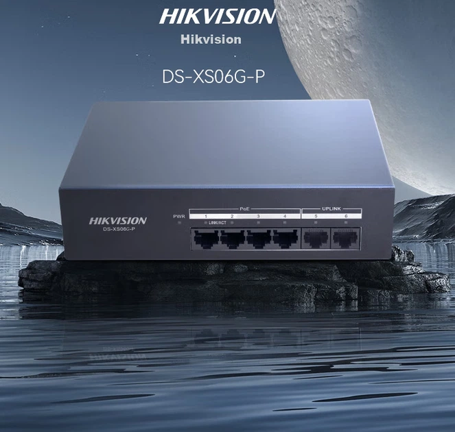 Коммутатор Hikvision PoE 6 портов гигабитный DS-XS06G-P - Фото 3 Коммутатор Hikvision PoE 6 портов гигабитный DS-XS06G-P - изображение 3