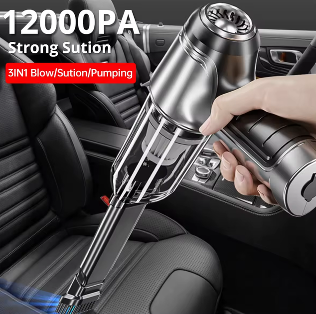 Мощный Автомобильный пылесос Suitu ST-6645Pro с Type-C 12000Па 120W 4000 мАг ручной беспроводной вакуумный аккумуляторный автопылесос Серебряный (2120638) - изображение 7