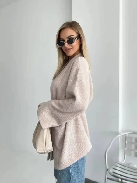 Кардиган ворсистий з ангори, бежевий, 42-46 (One size) (2508BT) - изображение 4