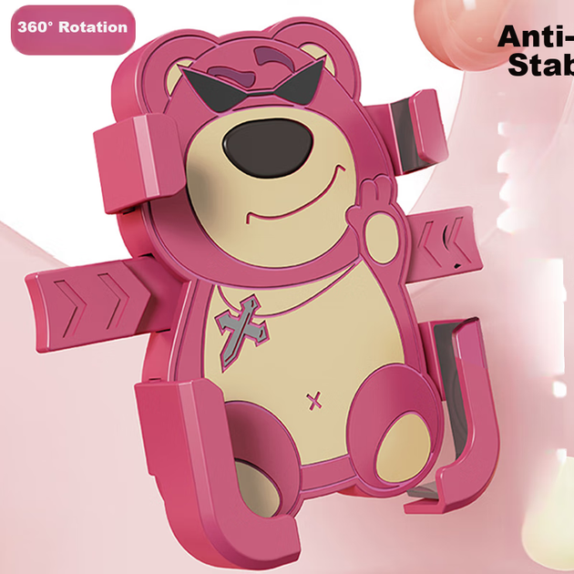 Держатель для телефона Dipuer Strawberry Bear для электровелосипеда, крепление для телефона для велоспорта, противоударный кронштейн для крепления телефона на мотоцикл, скутер или велосипед, в стиле руля. - изображение 4