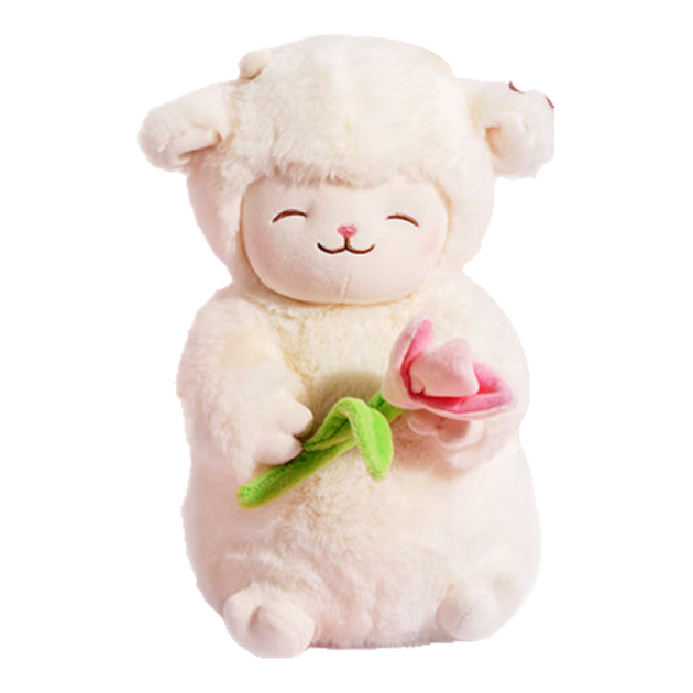 Мягкая игрушка-подушка MINISO Yangmimia Series - теплый белый ягненок, подарок на день рождения для женщин, в форме тюльпана. - изображение 4
