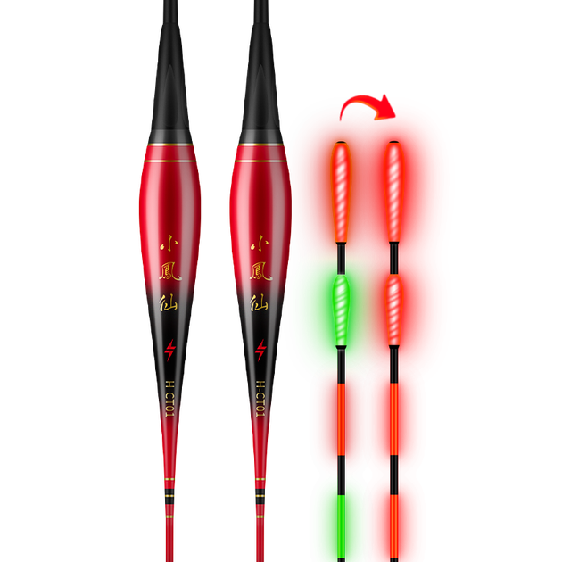Светящийся поплавок Сяофэнсянь с изменяющимся цветом, молоткообразной головкой и хвостом, светящийся поплавок для ночной рыбалки, электронный поплавок для карпа, утолщенный привлекательный поплавок для близоруких рыболовов. - изображение 4