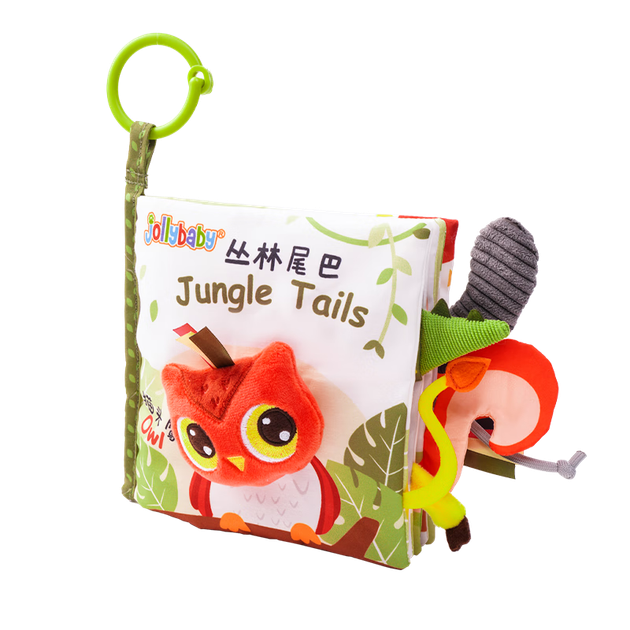 Игрушка-книжка Jollybaby из прочного материала, предназначенная для раннего развития, для детей от 0 до 6 месяцев, с возможностью отрывания ручкой — Джунгли. - изображение 4