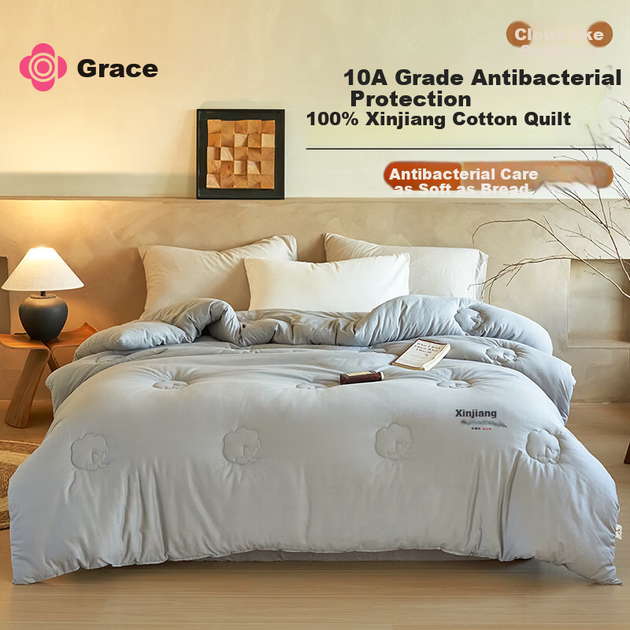 Одеяло Grace 10A из 100% синьцзянского хлопка с антибактериальными свойствами, двуспальное, для домашнего использования, на все сезоны, осенне-зимнее, 150*200 см, 6 цзинь. - Фото 4 Одеяло Grace 10A из 100% синьцзянского хлопка с антибактериальными свойствами, двуспальное, для домашнего использования, на все сезоны, осенне-зимнее, 150*200 см, 6 цзинь. - изображение 4