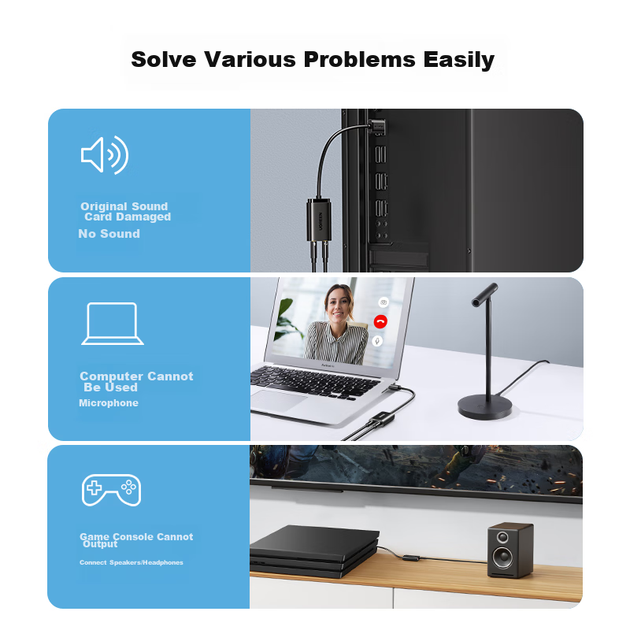 Внешняя звукова карта UGREEN US205 USB Черный (30724) - изображение 4