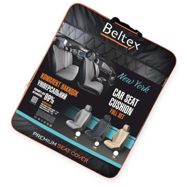 Накидки на сиденье beltex new york (перед+зад) ромб черные - изображение 2