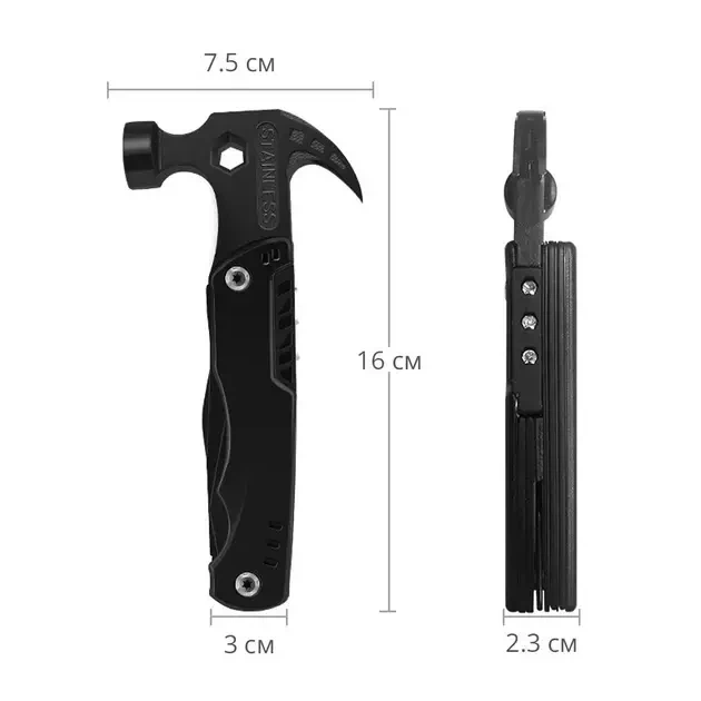 Мультитул Claw Hammer 21-в-1 с молотком и гвоздодером, черный - изображение 2