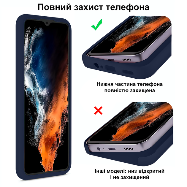 Чехол Liquid Silicone Full Camera для Xiaomi Poco F6 Turbo 3 защитный с микрофиброй внутри темно-синий MC-11638 - изображение 2