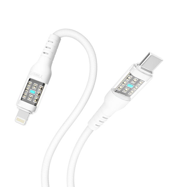 Кабель USB YOKI CYBER YK-CY23 Type-C to Lightning 30W 1.2m белый с текстурированной оплеткой - изображение 6