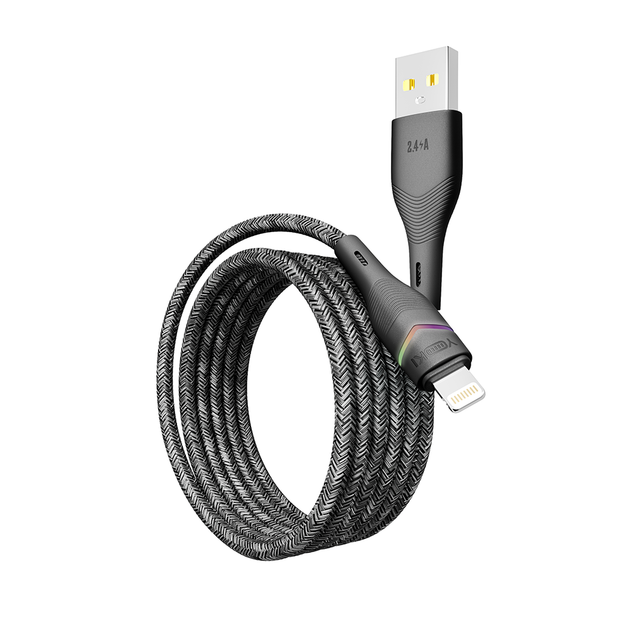 Кабель USB YOKI RGB YK-RG24 Lightning 2.4A 1.2m с подсветкой для передачи данных и зарядки белый - Фото 2 Кабель USB YOKI RGB YK-RG24 Lightning 2.4A 1.2m с подсветкой для передачи данных и зарядки белый - изображение 2