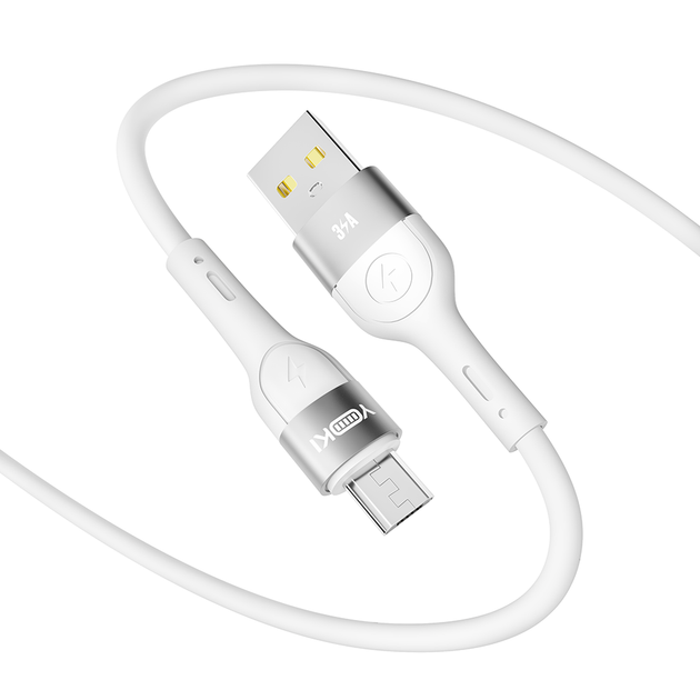 Кабель USB YOKI EXTRA YK-EX11 Micro 3A 1.2m с защитой от изломов быстрая зарядка белый - изображение 4
