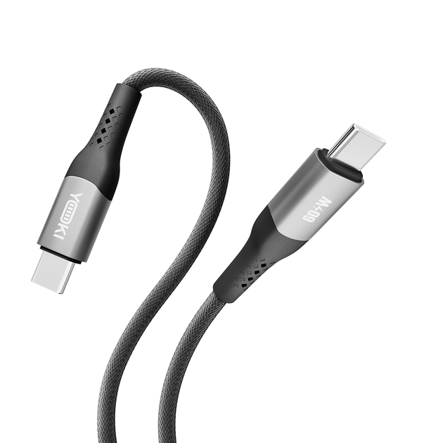 Кабель USB YOKI SOLID YK-SO15 Type-C to Type-C 60W 1.2m с защитой от изломов стойкие коннекторы черный - изображение 2