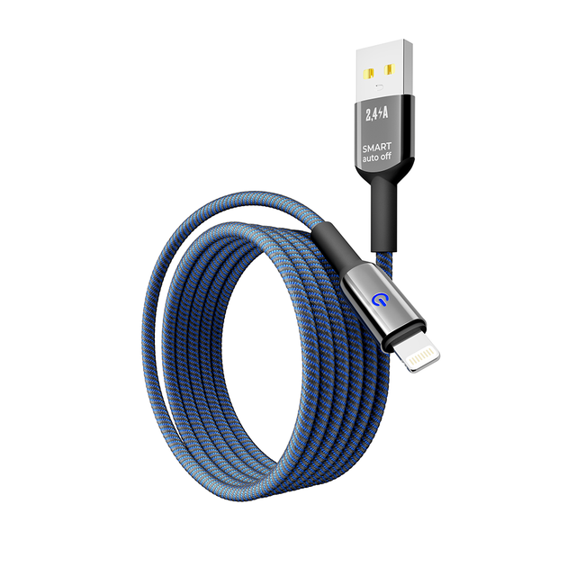 Кабель USB YOKI SMART YK-SM31 Lightning 2.4A 1.2m с LED индикатором автоматическое выключение из цинкового сплава Black. - изображение 5