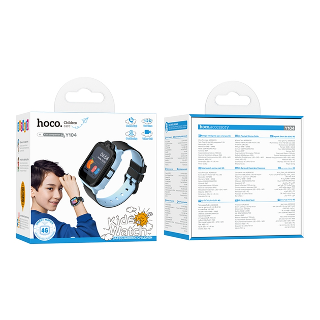 Дитячий смарт-годинник Hoco Y104 4G GPS з камерою й GPS для активних дітей із силіконовим ремінцем синій - Фото 6 Дитячий смарт-годинник Hoco Y104 4G GPS з камерою й GPS для активних дітей із силіконовим ремінцем синій - зображення 6