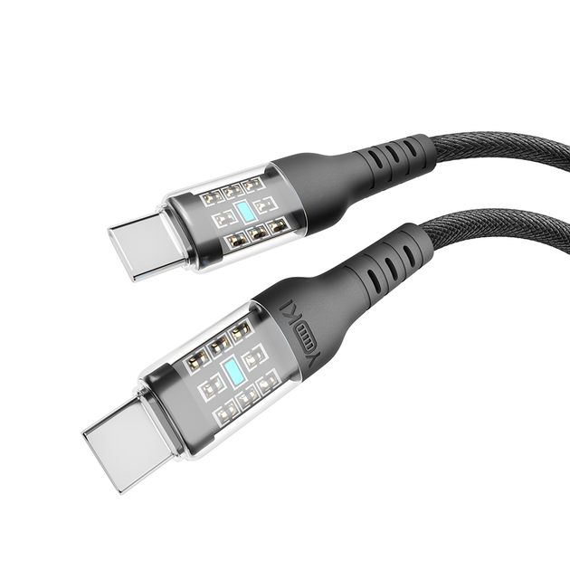 Кабель USB YOKI CYBER YK-CY23 Type-C to Type-C 60W 1.2m прочный с эластичной оплеткой Black - изображение 2