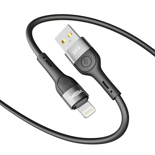Кабель USB YOKI EXTRA YK-EX11 Lightning 2.4A 1.2m для зарядки и синхронизации черный с защитой от изломов - изображение 4