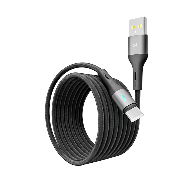 Кабель USB YOKI CYBER YK-CY23 Type-C 3A 1.2m прочный с текстурированной оплеткой черный - изображение 2
