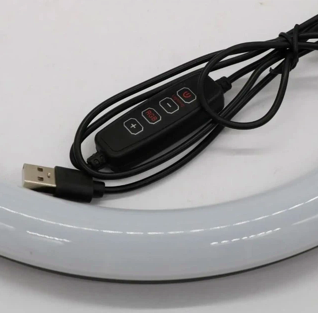 Лампа кольцевая RGB MJ30 30cm с регулировкой яркости и USB для смартфонов черная - изображение 7