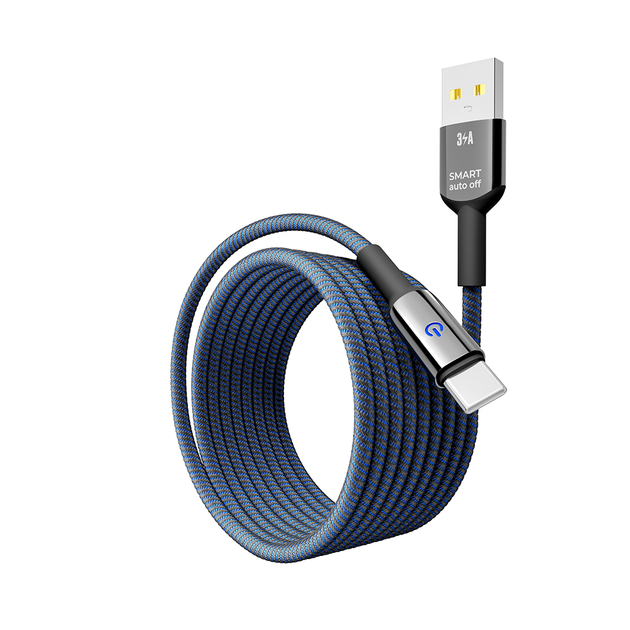 Кабель USB YOKI SMART YK-SM31 Type-C 3A 2m с LED индикатором быстрая зарядка из цинкового сплава Black - изображение 5