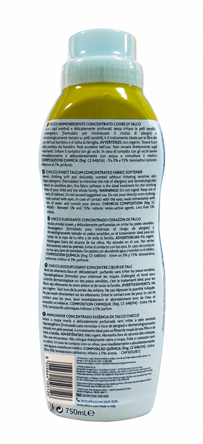 Ополіскувач для дитячої білизни Chicco Sensitive Sweet Talcum концентрований, 30 прань 750 мл - Фото 3 Ополіскувач для дитячої білизни Chicco Sensitive Sweet Talcum концентрований, 30 прань 750 мл - зображення 3