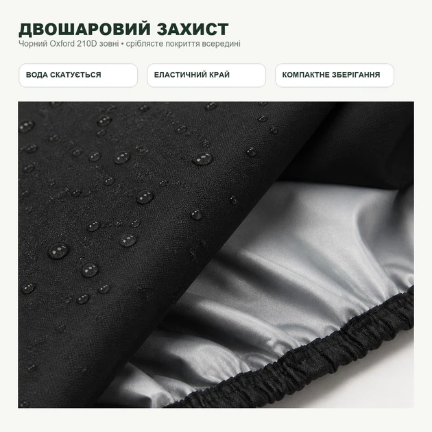 Чехол для квадроцикла Oxford 210D водонепроницаемый черно-серебристый 210×120×115 см - Фото 3 Чехол для квадроцикла Oxford 210D водонепроницаемый черно-серебристый 210×120×115 см - изображение 3