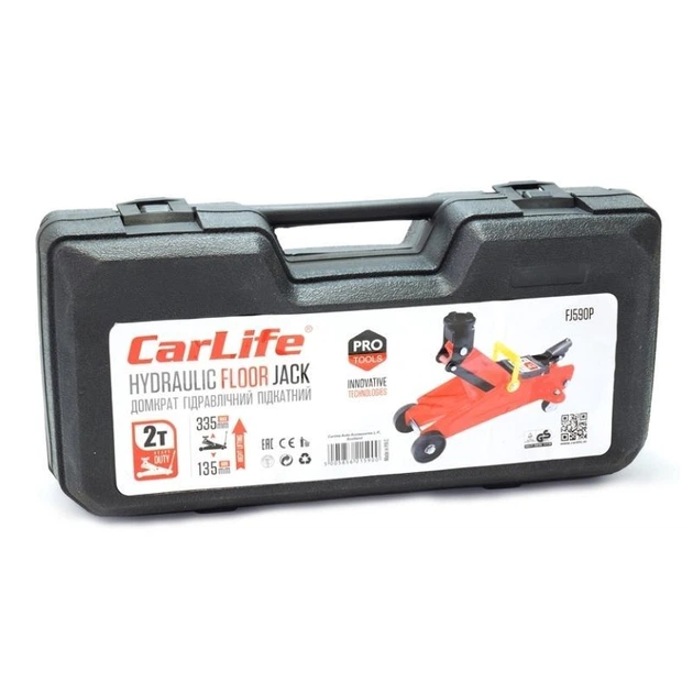 Домкрат гідравлічний підкатний 2т 135-335мм CarLife для автомобіля в пластиковому кейсі (FJ590P) - зображення 5