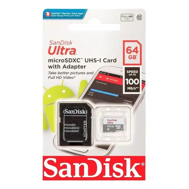 Карта пам’яті SanDisk Ultra microSDXC 64 ГБ Class 10 A1 100 МБ/с з адаптером SD (SDSQUA4-64G-GN6MA) - зображення 4