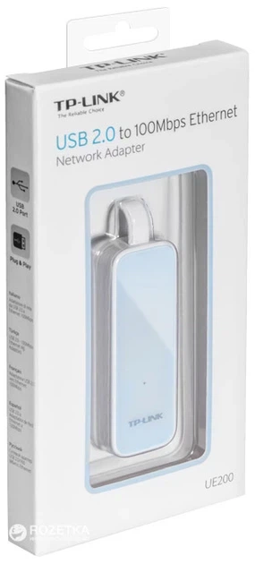 Мережевий адаптер TP-Link USB 2.0 — RJ45 10/100 Мбіт/с RTL8152B Білий/синій (UE200) - зображення 5