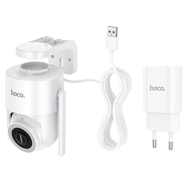Камера відеоспостереження Hoco D10 PTZ 2MP Wi-Fi 2.4 ГГц з поворотним механізмом, IP65, вулична для контролю території Білий - зображення 7