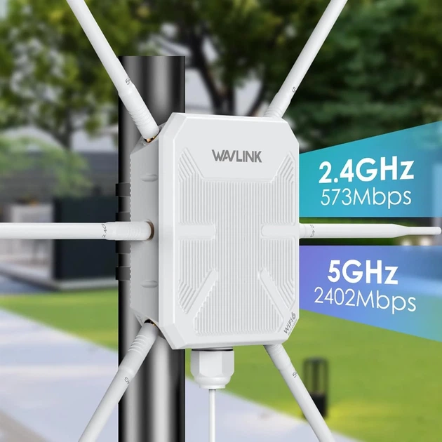 Уличный Wi-Fi 6 роутер Wavlink AERIAL HD9S (WL-WN588HX3) / AX3000 / Dual-Band / Mesh / PoE 48V / IP67 влагозащищенный / Белый (102198700) - Б/У - изображение 2