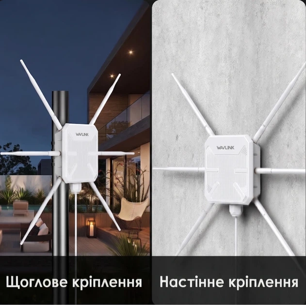 Уличный Wi-Fi 6 роутер Wavlink AERIAL HD9S (WL-WN588HX3) / AX3000 / Dual-Band / Mesh / PoE 48V / IP67 влагозащищенный / Белый (102198700) - Б/У - изображение 3