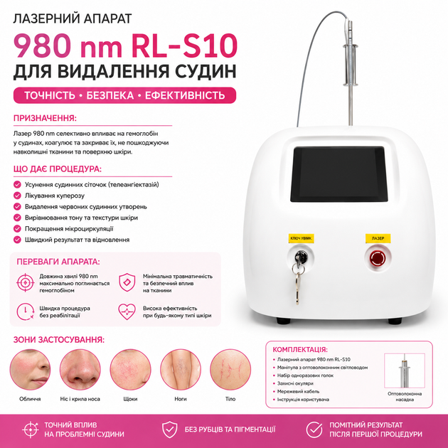 Лазерный аппарат 980 nm для удаления сосудов Konmison RL-S10 - Фото 9 Лазерный аппарат 980 nm для удаления сосудов Konmison RL-S10 - изображение 9