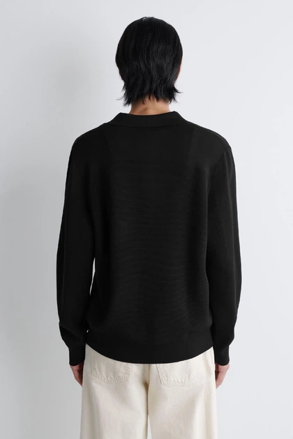 Джемпер поло чоловічий COS textured knitted polo jumper 1293217001 XS Чорний - Фото 5 Джемпер поло чоловічий COS textured knitted polo jumper 1293217001 XS Чорний - изображение 5