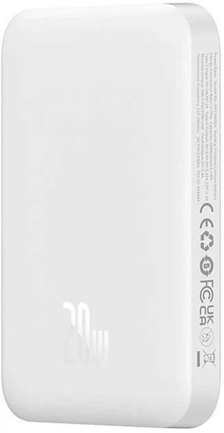 УМБ Baseus Magnetic Mini Air MagSafe 6000 mAh 20 W White (PPCXM06A) - Фото 3 УМБ Baseus Magnetic Mini Air MagSafe 6000 mAh 20 W White (PPCXM06A) - изображение 3