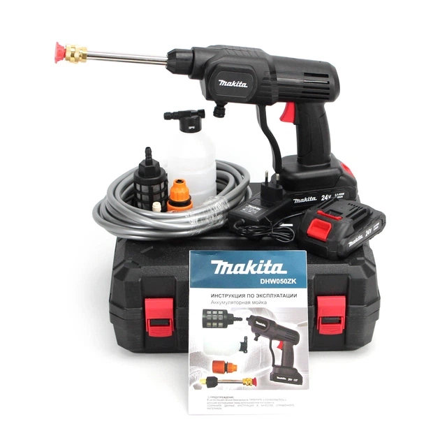 Минимойка аккумуляторная 24 В Makita DHW050ZK для авто 26 бар ручной аппарат высокого давления 228 л ч портативный беспроводной очиститель с 2 батареями 5 А·ч для машины садовой мебели - Фото 4 Минимойка аккумуляторная 24 В Makita DHW050ZK для авто 26 бар ручной аппарат высокого давления 228 л ч портативный беспроводной очиститель с 2 батареями 5 А·ч для машины садовой мебели - изображение 4