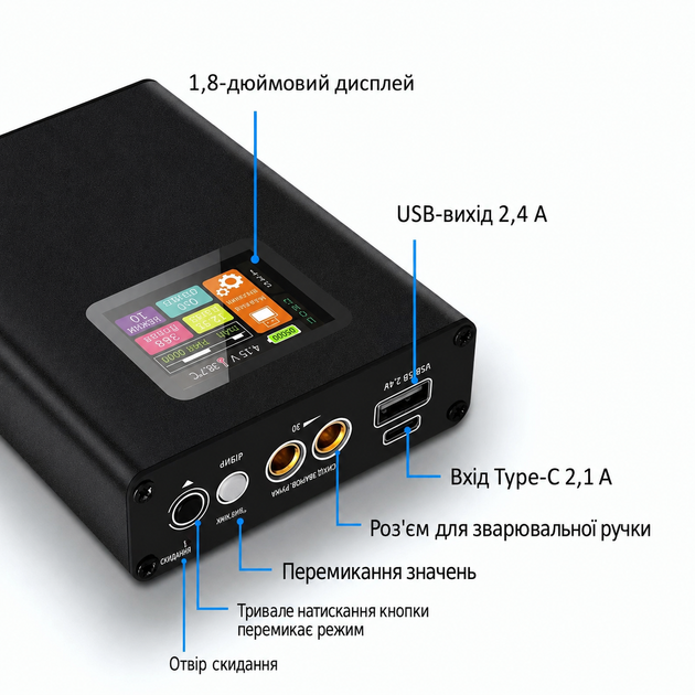 Мини аппарат точечной сварки Docreate 30 Gear с LCD-дисплем 5000 mAh 6–800 А - изображение 4