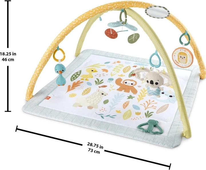 Ігровий килимок для новонароджених Фішер прайс Розвиваємо почуття Fisher-Price Baby Playmat Simply Senses Newborn Gym (HRB15) - изображение 3