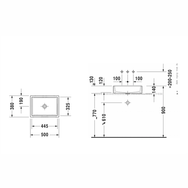 Умывальник на столешницу Duravit Vero Air 500x380 мм, белый (2351500000) - изображение 3