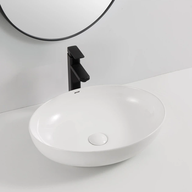 Умывальник накладной Mixxus Premium Ellipse-0102 515х400 овальный, белый (MP6551) - Фото 2 Умывальник накладной Mixxus Premium Ellipse-0102 515х400 овальный, белый (MP6551) - изображение 2