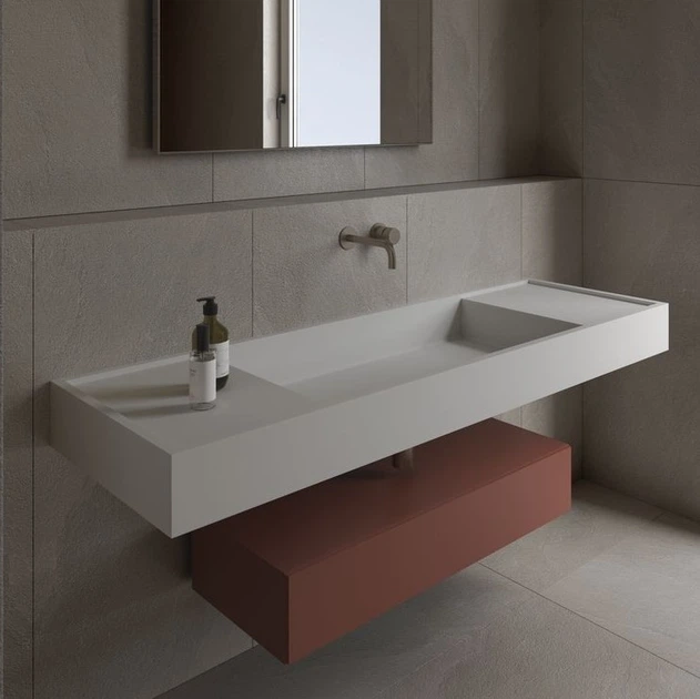 Раковина подвесная Luxestone Stonesink 1300x500 прямоугольная, белая матовая (Stonesink_model_9_1) - Фото 1 Раковина подвесная Luxestone Stonesink 1300x500 прямоугольная, белая матовая (Stonesink_model_9_1) - изображение 1
