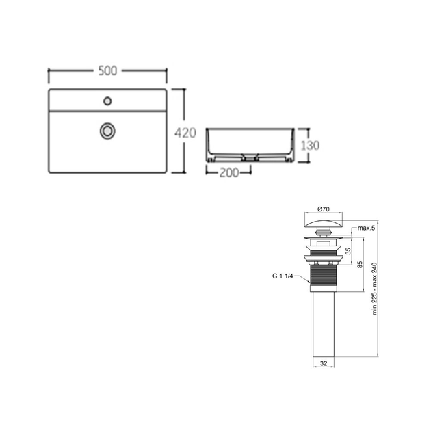 Раковина подвесная Qtap Nando 500х420 прямоугольная, белая (QT12112173SWN47323) - изображение 5