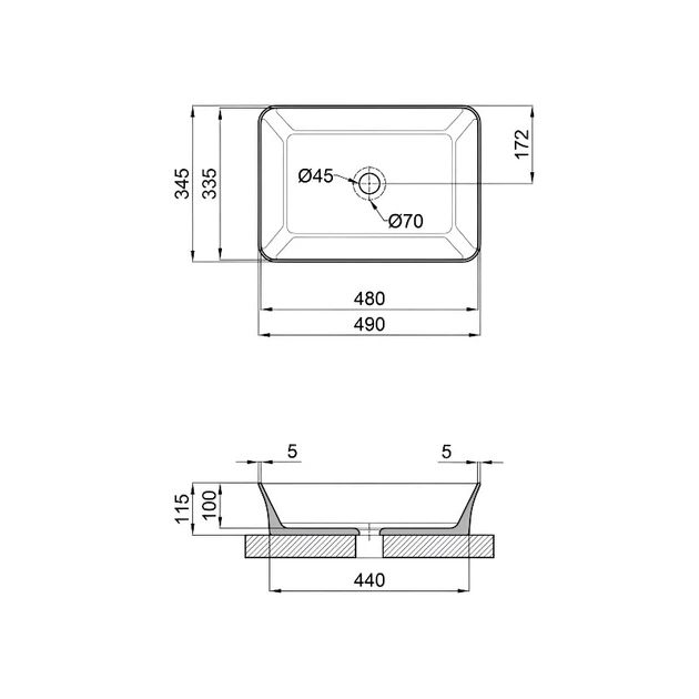 Раковина-чаша накладная Qtap Virgo 490х350х110 белая (QT18112261WN) - Фото 5 Раковина-чаша накладная Qtap Virgo 490х350х110 белая (QT18112261WN) - изображение 5