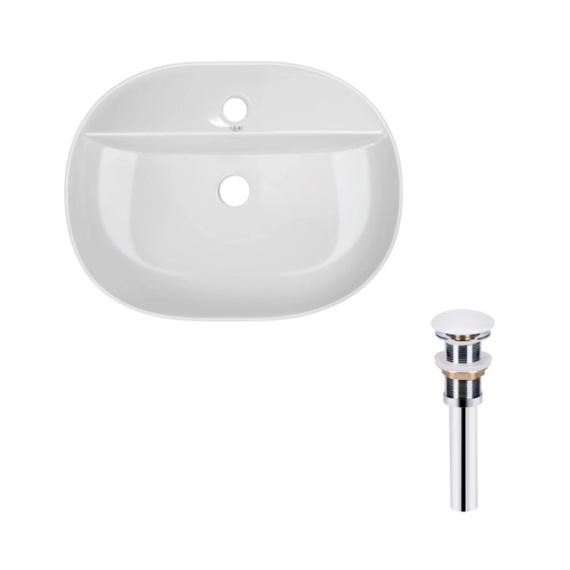 Раковина накладная Qtap Scorpio 505х385 овальная, белая (QT14112202WN47313) - изображение 4