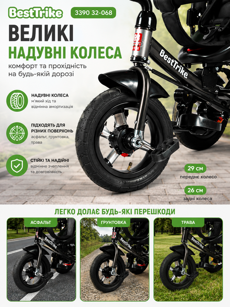 Детский трехколесный велосипед Best Trike 3390 34-820 с надувными колесами, пультом и USB - изображение 2