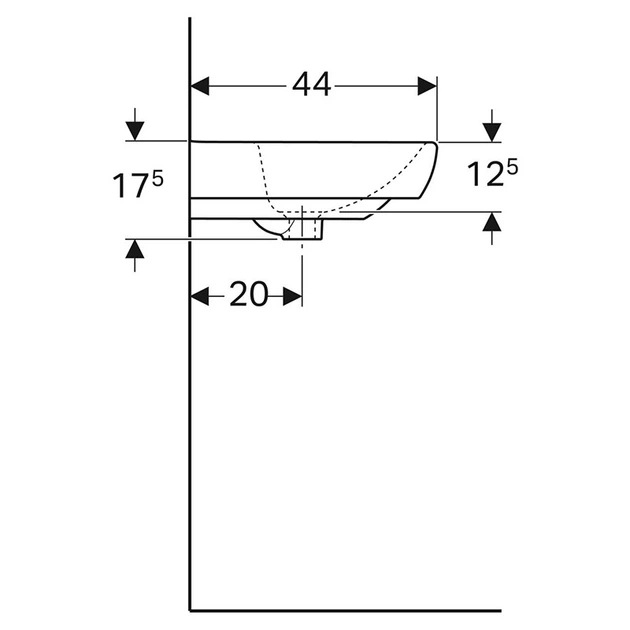 Раковина подвесная Geberit Selnova Square 550x440 прямоугольная, белая (500.290.01.1) - изображение 4