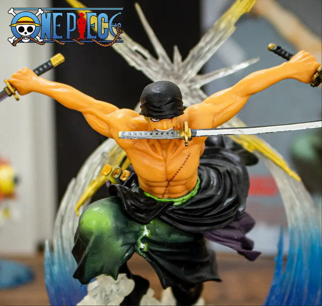Коллекционная фигурка статуэтка Ророноа Зоро Roronoa Zoro One Piece аниме экшн-фигурка с мечами и сменным лицом, 16,5 см - Фото 2 Коллекционная фигурка статуэтка Ророноа Зоро Roronoa Zoro One Piece аниме экшн-фигурка с мечами и сменным лицом, 16,5 см - изображение 2