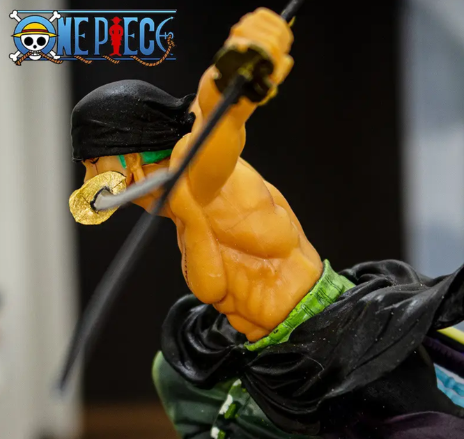 Коллекционная фигурка статуэтка Ророноа Зоро Roronoa Zoro One Piece аниме экшн-фигурка с мечами и сменным лицом, 16,5 см - Фото 3 Коллекционная фигурка статуэтка Ророноа Зоро Roronoa Zoro One Piece аниме экшн-фигурка с мечами и сменным лицом, 16,5 см - изображение 3