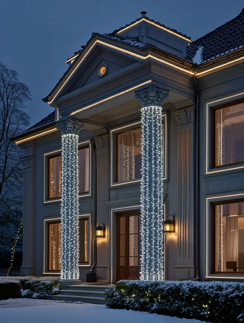 Уличная гирлянда нитка 50 м 500 LED Белая белый провод гирлянда на улицу 8 режимов работы новогодняя гирлянда - изображение 2