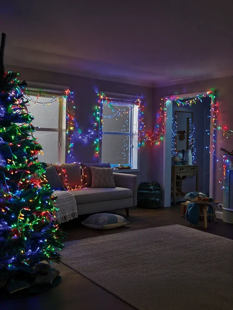 Уличная гирлянда нитка 50 м 500 LED Мультиколор белый провод гирлянда на улицу 8 режимов работы новогодняя гирлянда - изображение 9